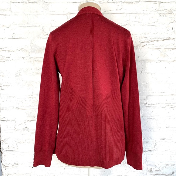 Cardigan Sweater red knit open front petite large - Picture 4 of 10